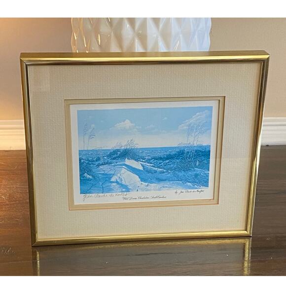 Jean Claude de Montfort Vintage Signed Framed Print Wild Dunes Charleston SC - Picture 1 of 7
